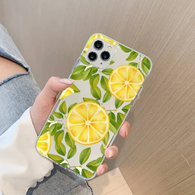 Fruit lemon Phone Case For iPhone 13 14 Pro Max XS XR 12 11 Pro 13 Mini 6 7 8 Plus Soft Clear Back Cover