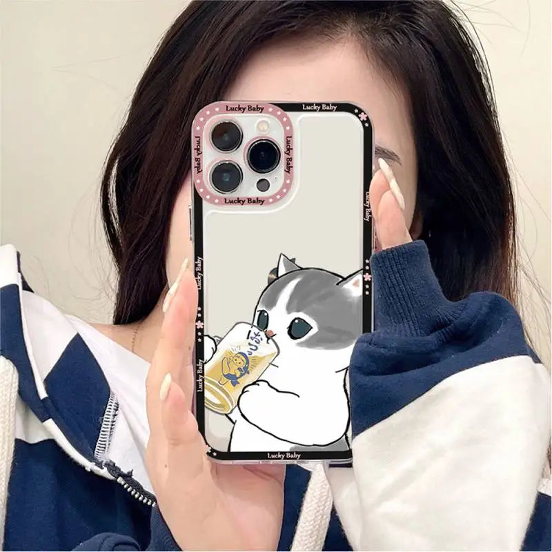 Cute Animals Cat Phone Case for iPhone 11 12 13 Mini Pro Max 14 Pro Max Case shell