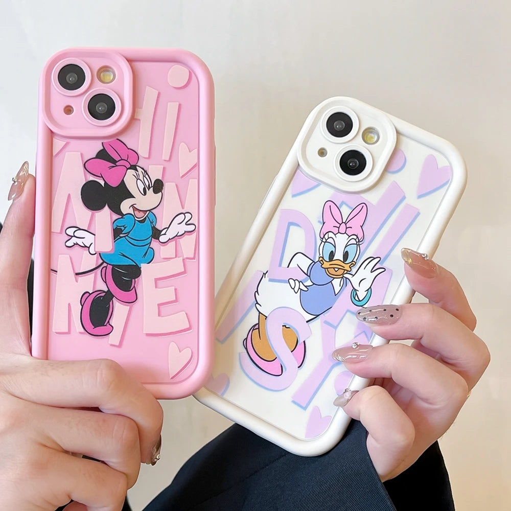 Cute Mickey Minnie Mouse Daisy Duck Paint Phone Case For Motorola Moto G84 G54 G34 G24 G04 G14 G53 G10 G20 G30 G9 Play E22 E13