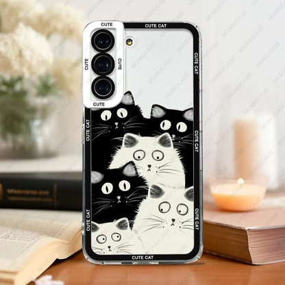 Case For Samsung Galaxy S20 S21 FE S22 S23 Ultra A13 A32 A33 A50 A52 A53 A73 A54 A14 Soft Cover Cute Cat