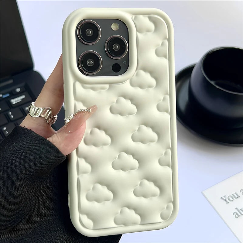 Cute 3D Clouds Soft Silicone Case For iPhone 15 Pro Max 11 12 13 14 Pro Max XS XR X 7 8 Plus Shockproof Protective Cover