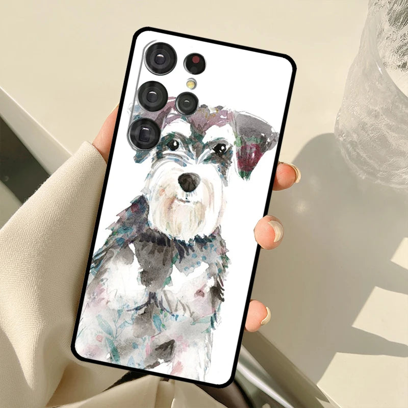 Schnauzer Puppy Dog Art Phone Case For Samsung Galaxy S23 S20 FE S21 FE S22 Ultra Note20 Note10 S8 S9 S10 Plus Cover