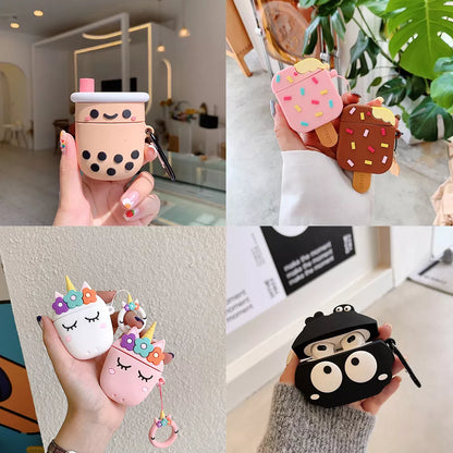 Cute 3D Cartoon Cases for Apple Airpods 1, 2 Earphone Cover Accessories Headphone Box Bag