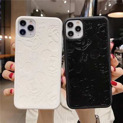 Cute Anime Mickey Mouse Cartoon Phone Case for iPhone 15 14 13 12 11 Pro Max Xr Xs 7 8 14 Plus 3D Disney Soft Silicone Cover