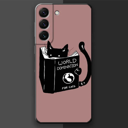 Black Cat Cartoon Cute Black Soft Case for Samsung Galaxy S21 Plus S22 Ultra 5G S10 S20 FE S9 S8 S7 Edge S10e Bumper Cover