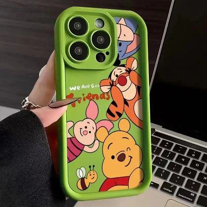 Disney Winnie Pooh Luxtury Phone Case For iPhone 15 14 Pro Max 13 12 11 Pro XS Max X XR 7 8 15 Plus SE 2020 Soft Silicone Cover