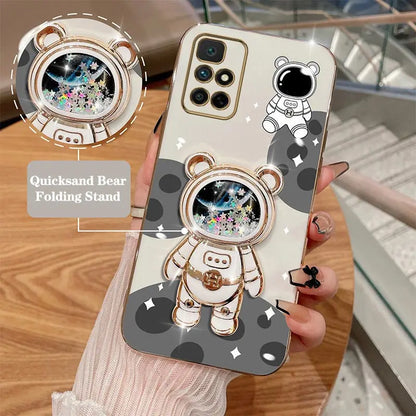 Quicksand Astronaut Plating Phone Holder Case For Redmi 10 10A 10C 9A 12C 9 9C A1 A1plus 9T 12 9CNFC 8A 8 Cover