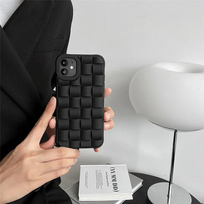 3D Cube Weave Pattern Soft Silicone Phone Case For iPhone 15 13 14 Pro Max 11 12 pro max X XS XR 7 14  Matte Shockproof Cover