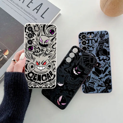 Gengar Mewtwo Pokemon Phone Case For Samsung Galaxy S24 Ultra S23 5G S22 Plus S21 S20 FE S10 S24Ultra Case Liquid Silicone Cover