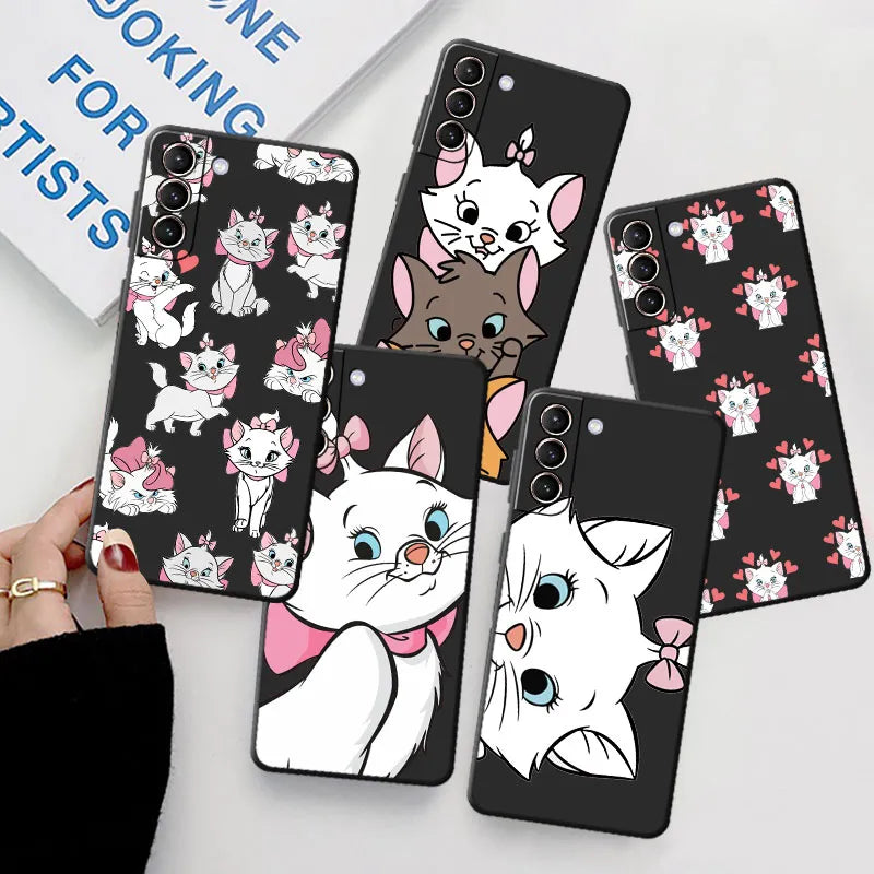 Disney Marie Cat Cute Phone Case for Samsung Galaxy S20 S22 A22 S21 A32 Note 20 Ultra 10 Plus 8 9 A72 TPU Soft Cover Cases