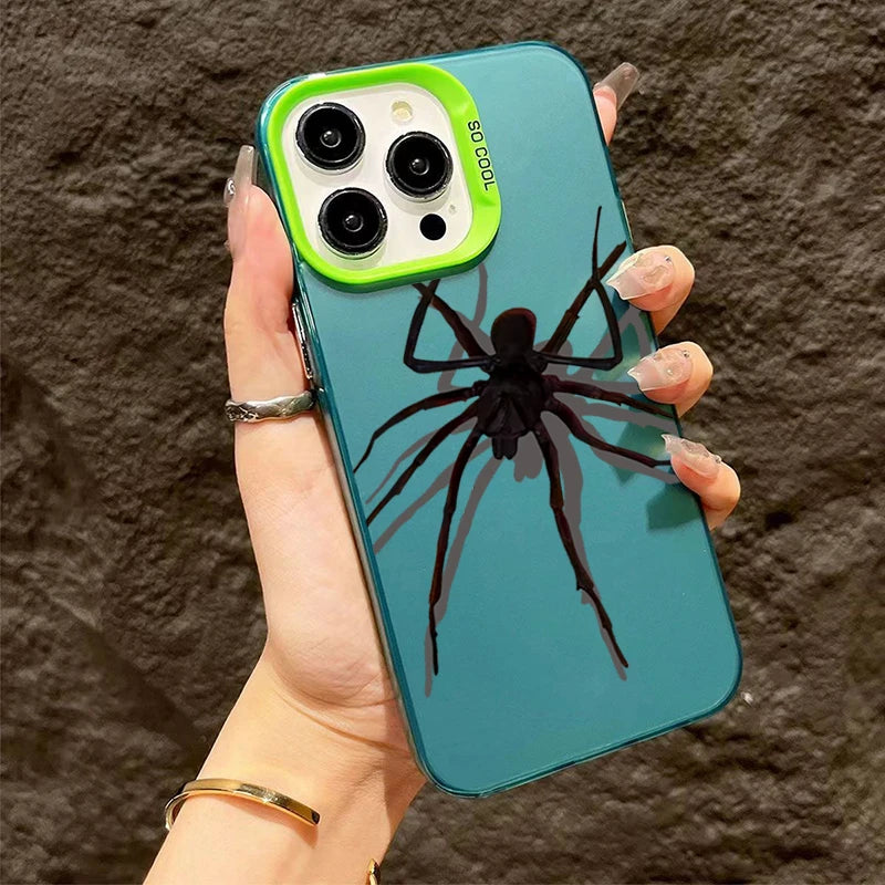 Color Spider Matte Laser Phone Case For iPhone 11 12 13 14 15 Pro Max XS X XR 7 8 15 Plus SE 2020 Shockproof Armour Bumper Cover