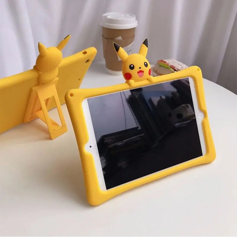 Pokemon Pikachu Silicon Stand Cover For iPad Pro 9.7 10.5 10.2 8th 9th 2018 2017 Air 1 2 3 Mini 2 3 4 5 6 Tablet Case Funda