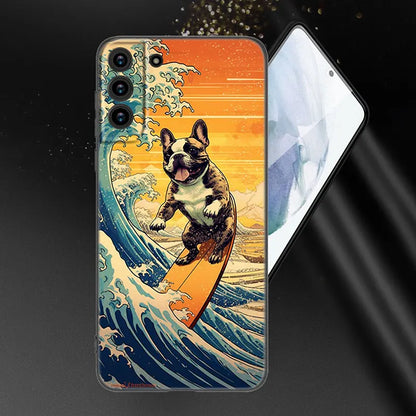 French Bulldog Dog Phone Case For Samsung Galaxy S23 S21 S20 FE S24 S22 Ultra S10E S10 S9 S8 Plus Black Silicone Cover