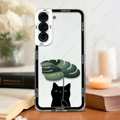 Case For Samsung Galaxy S20 S21 FE S22 S23 Ultra A13 A32 A33 A50 A52 A53 A73 A54 A14 Soft Cover Cute Cat