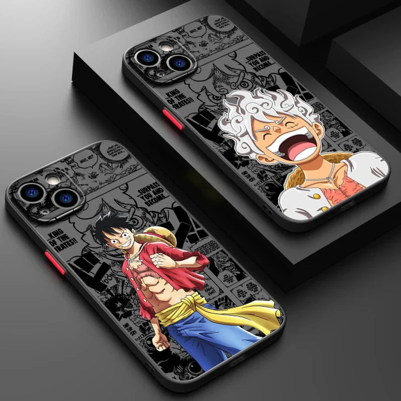 Luxury Anime One Piece Luffs Frosted Translucent For Apple iPhone 15 14 13 12 11 XS XR X 8 7 SE Pro Max Plus Mini Cover