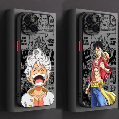 Luxury Anime One Piece Luffs Frosted Translucent For Apple iPhone 15 14 13 12 11 XS XR X 8 7 SE Pro Max Plus Mini Cover