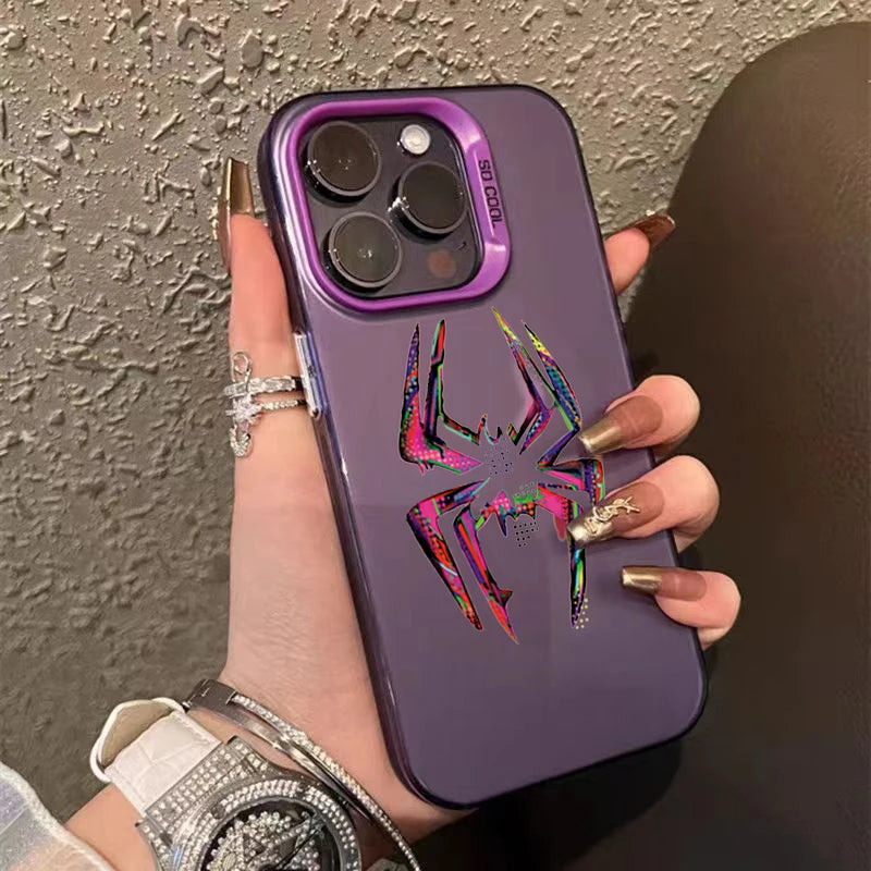 Color Spider Matte Laser Phone Case For iPhone 11 12 13 14 15 Pro Max XS X XR 7 8 15 Plus SE 2020 Shockproof Armour Bumper Cover