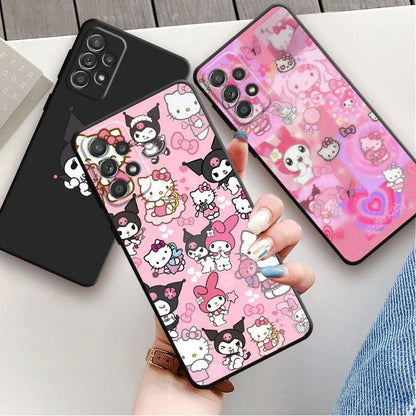 Phone Case for Samsung A11 A13 A12 A54 A53 A51 Galaxy A71 A72 A21S A23 A50 Silicone Coque Hello Kitty Kuromi My Melody Family