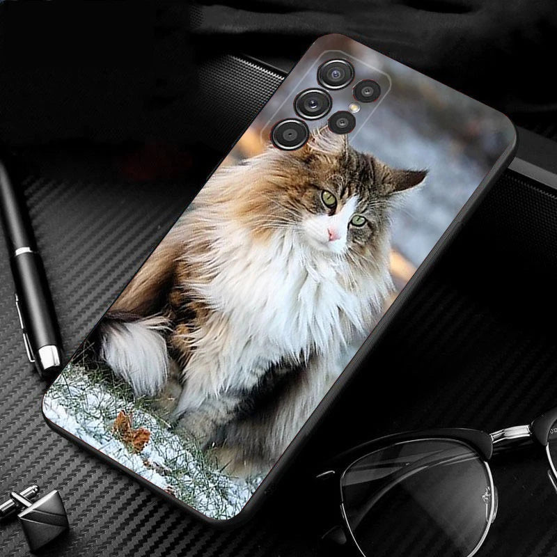 Phone Case for Samsung Galaxy S23 S22 S21 S20 Ultra S20 S22 S21 S10 S9 Plus S10E S20FE Maine Coon Cat