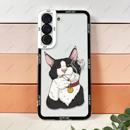 Cute Animal Cat Phone Case For Samsung Galaxy S20 S21 S22 S23 A13 A21s A32 A33 A50 A52 A53 A73 A54 A14 Plus Ultra TPU Soft Cover