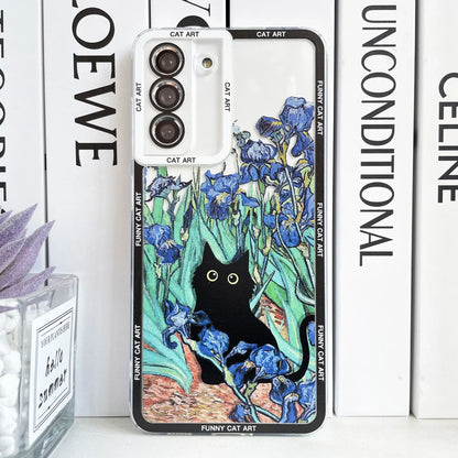 Funny Cat Art Case For Samsung Galaxy S20 Plus S21 FE S22 S23 Ultra A53 A52 A54 A33 Claude Monet Van Gogh Water Lilies Irises