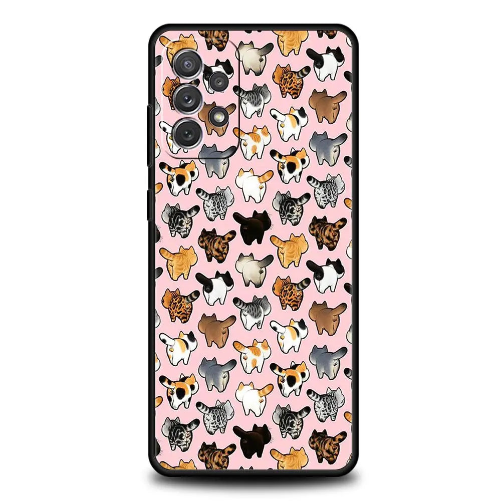 Cartoon Cats Background Phone Case For Samsung Galaxy A51 A71 A41 A31 A21S A11 A01 A03S A13 A23 A33 A53 A73 5G A12 A32 Cover