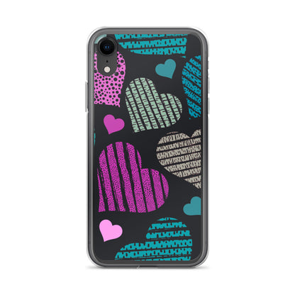 Clear Black Hearts Case for iPhone®
