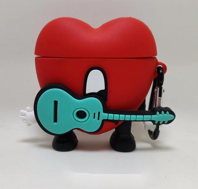 3D Red Bad Bunny Heart AirPod Case